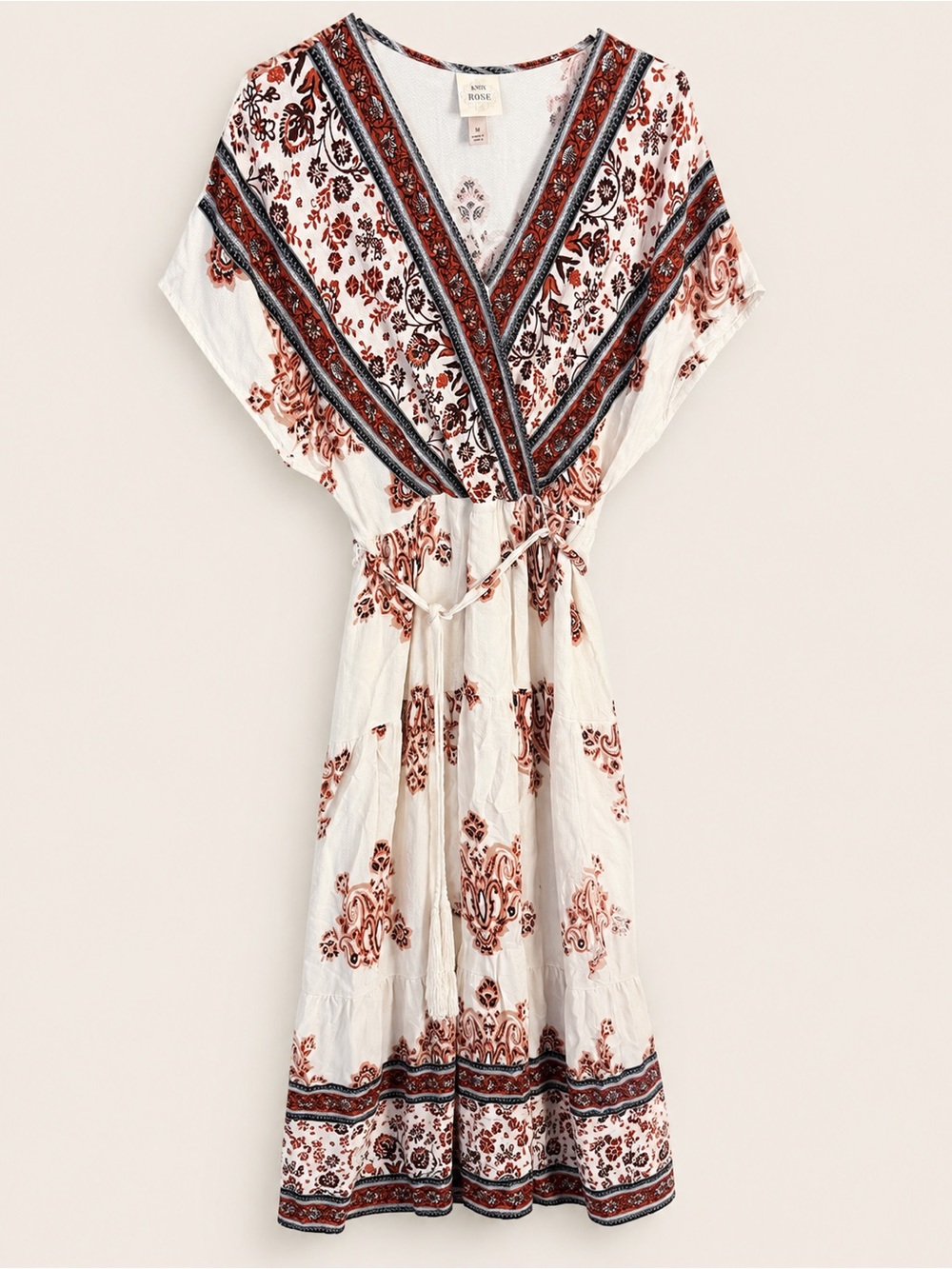 Knox Rose White Midi Dress with Rust and Navy Floral Print